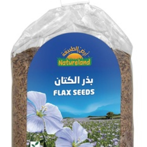 بذور الكتان بني عضوي 500 جم ارض الطبيعه 