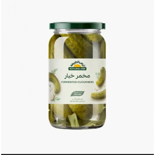 مخلل خيار -حامض حلو - عضوي 680 جم ارض الطبيعة