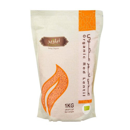 عدس احمر عضوي 1 كجم ابازير