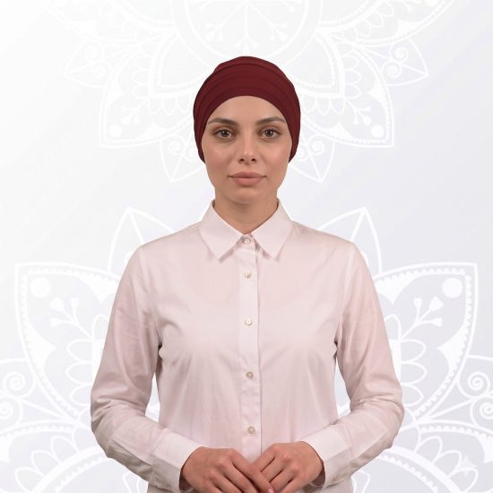 توربان من قطعتين باللون العنابي
