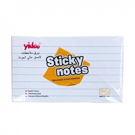 Sticky Notes White lined 75x125 mm 