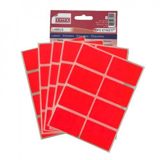 Office Label TANEX Phosphorescent Red 52 x 34 mm Office Label TANEX Phosphorescent Red 52 x 34 mm