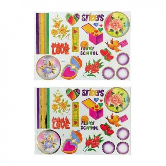 Big Stickers Roses and Hearts 2 Pieces