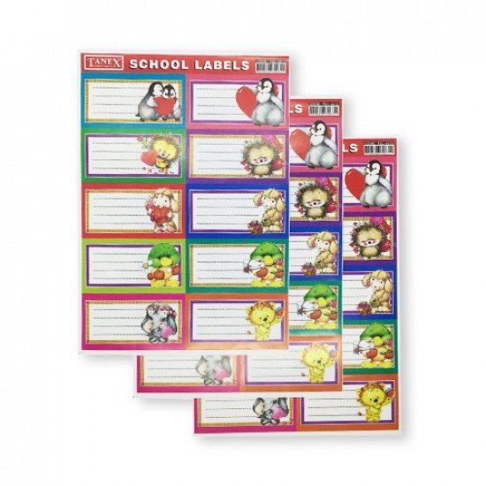 School Labels TANEX 10 Pcs Bears carton School Labels TANEX 10 Pcs Bears carton