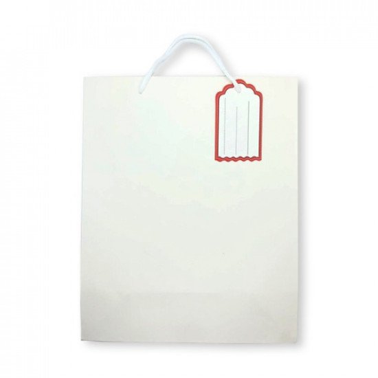 Gift Bag Paper With Ticket 32x26x12 cm White Gift Bag Paper With Ticket 32x26x12 cm White