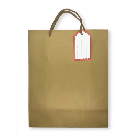 Gift Bag Paper With Ticket 32x26x12 cm Gold Gift Bag Paper With Ticket 32x26x12 cm Gold
