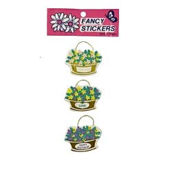 Small Congratulations Stickers Flower Basket Shape