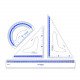 A set Of 4 Pieces A Triangle 2 Pieces A Protractor And A Ruler Transparent Blue KEYROAD