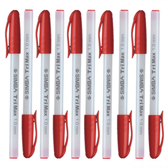 Set of 10 SIMBA Ballpoint Pens Triangle Shape 1 mm Red Set of 10 SIMBA Ballpoint Pens Triangle Shape 1 mm Red