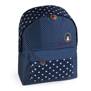 School Backpack DOLORES Navy Dotted White BUSQUETS