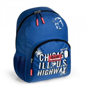 School Backpack Route 66 Blue BUSQUETS Big Pocket