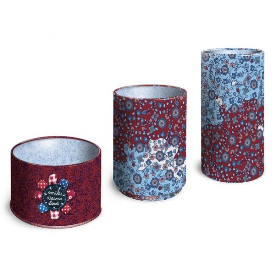Metal Cup Pens 3 Sizes Burgundy and Navy Roses BUSQUETS Metal Cup Pens 3 Sizes Burgundy and Navy Roses BUSQUETS