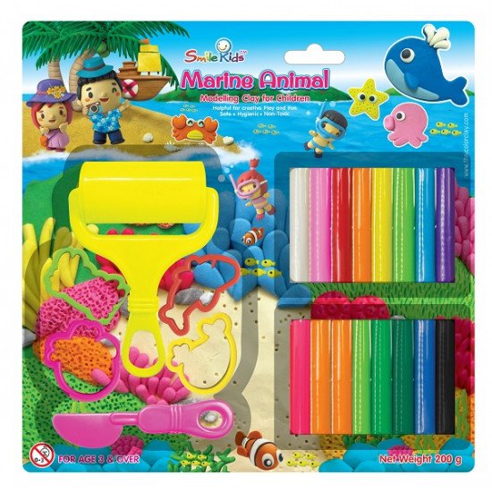 Marine Animal Clay With Molds And Knife Smile Kids 200 g Marine Animal Clay With Molds And Knife Smile Kids 200 g