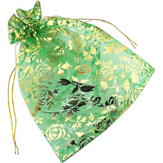 Organza Fabric Bag 9 x 12 cm Gold Printed 10 Pieces Organza Fabric Bag 9 x 12 cm Gold Printed 10 Pieces