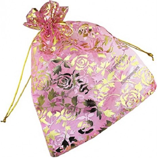 Organza Fabric Bag 9 x 12 cm Gold Printed 10 Pieces Organza Fabric Bag 9 x 12 cm Gold Printed 10 Pieces