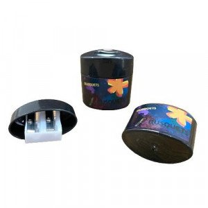 Plastic Oval Sharpener with Two Holes, Black and Roses BUSQUETS