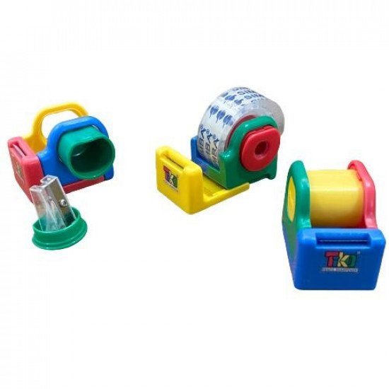 Plastic Sharpener with Tape Cutter, 3 Pieces, TIKO Plastic Sharpener with Tape Cutter, 3 Pieces, TIKO