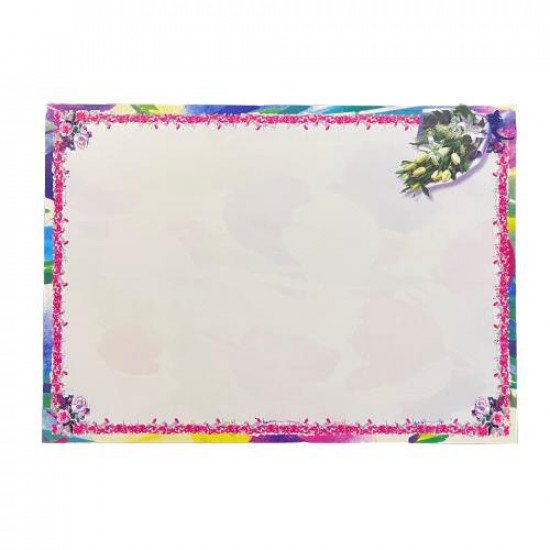 Certificate Paper With a Fuchsia Decorated Frame And a White Bouquet 25 Sheets Certificate Paper With a Fuchsia Decorated Frame And a White Bouquet 25 Sheets