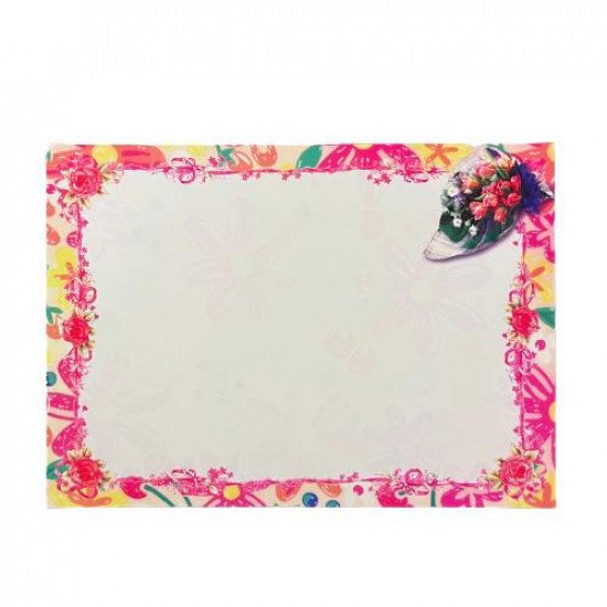 Certificate Paper With a Yellow And Pink Decorated Frame And a Bouquet 25 Sheets Certificate Paper With a Yellow And Pink Decorated Frame And a Bouquet 25 Sheets