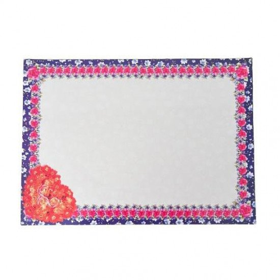Certificate Paper With a Dark Purple Decorated Frame And a Bouquet Of Red Roses 25 Sheets