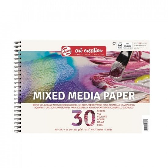 Sketchbook Mix Media Paper A4 TALENS ART CREATION 30 Sheets 250 gr Sketchbook Mix Media Paper A4 TALENS ART CREATION 30 Sheets 250 gr