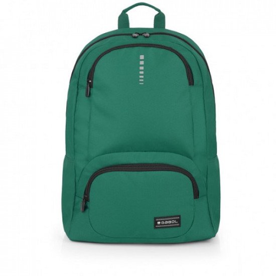 School Backpack Plain Dark Green With Two Large Pockets And Pencil Case GABOL