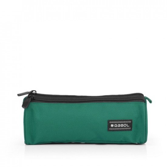 School Backpack Plain Dark Green With Two Large Pockets And Pencil Case GABOL