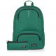 School Backpack Plain Dark Green With Two Large Pockets And Pencil Case GABOL