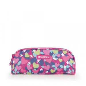 Pencil Case Pink Hearts And Butterfly Zippers GABOL