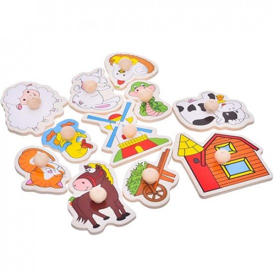 Educational Wooden Children's Toy Farm Animals Puzzle