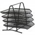 Document Rack, 4 Layers, Black Iron Mesh