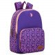 School Backpack Purple Floral Pink Fluorescent With Two zippers And Pocket U.S. POLO ASSN
