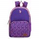 School Backpack Purple Floral Pink Fluorescent With Two zippers And Pocket U.S. POLO ASSN