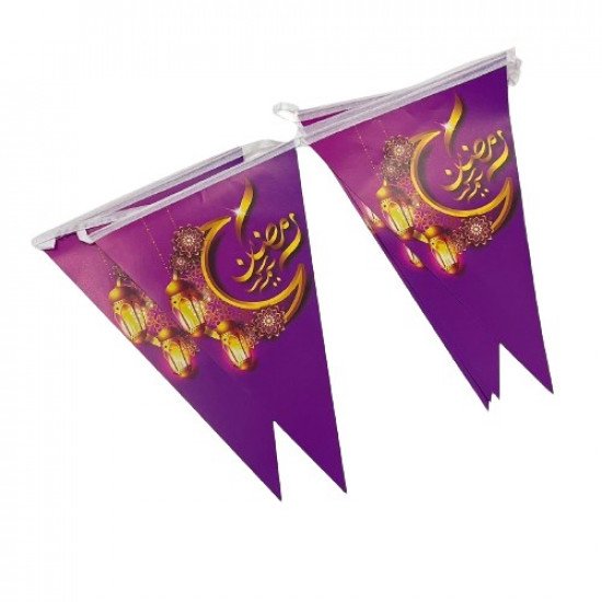 زينة حبل مثلثات رمضان كريم بنفسجي 2.5 متر زينة حبل مثلثات رمضان كريم بنفسجي 2.5 متر