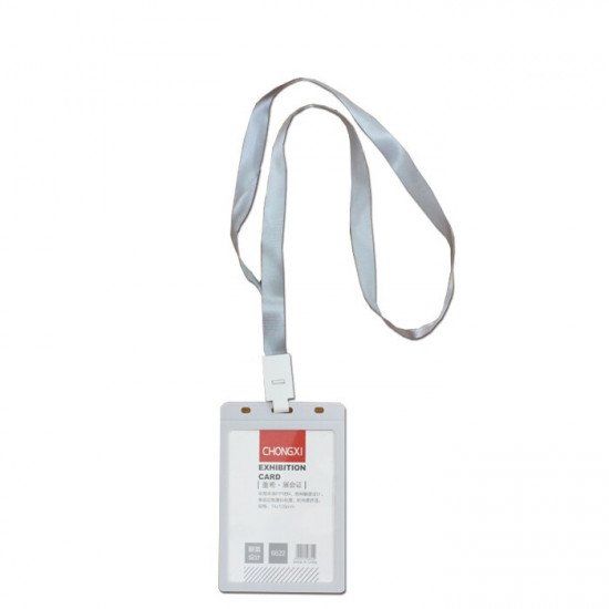 Plastic Name Card Holder Gray 54×90 mm With Rope Plastic Name Card Holder Gray 54×90 mm With Rope
