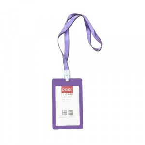 Plastic Name Card Holder Purple 54×90 mm With Rope 20 Pieces