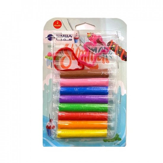 Clay 8 Colours With 2 Molds SIMBA 120 g Clay 8 Colours With 2 Molds SIMBA 120 g