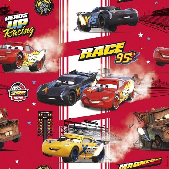 Disney Gift Wrapping Paper 2m x 70cm Cars Red and White Disney Gift Wrapping Paper 2m x 70cm Cars Red and White