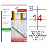 Office Label TANEX 14 Labels White 42.69×105 ml