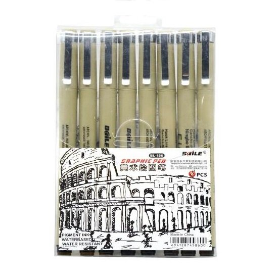 BAILE Graphic Pen Set of 8 Black BAILE Graphic Pen Set of 8 Black