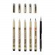 SAKURA PIGMA Pen Set, Black, 5 Sizes With a Pencil, Manga Set