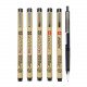 SAKURA PIGMA Pen Set, Black, 5 Sizes With a Pencil, Manga Set