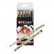 SAKURA PIGMA Pen Set, Black, 5 Sizes With a Pencil, Manga Set