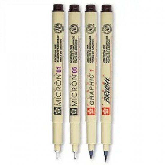 SAKURA PIGMA Pen Set, Black, 4 Sizes, Manga Set SAKURA PIGMA Pen Set, Black, 4 Sizes, Manga Set