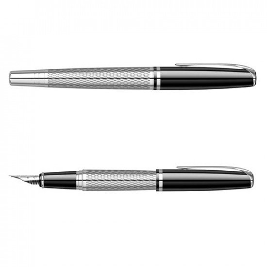 قلم حبر كروم فضي مموج واسود بغطاء 477 من بيرا سكركس حبر ازرق قلم حبر كروم فضي مموج واسود بغطاء 477 من بيرا سكركس حبر ازرق