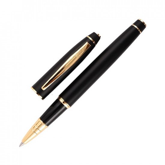 Ballpoint Pen SCRIKSS 35 NOBLE Matt Black Chrome With Cover Blue Ink Ballpoint Pen SCRIKSS 35 NOBLE Matt Black Chrome With Cover Blue Ink