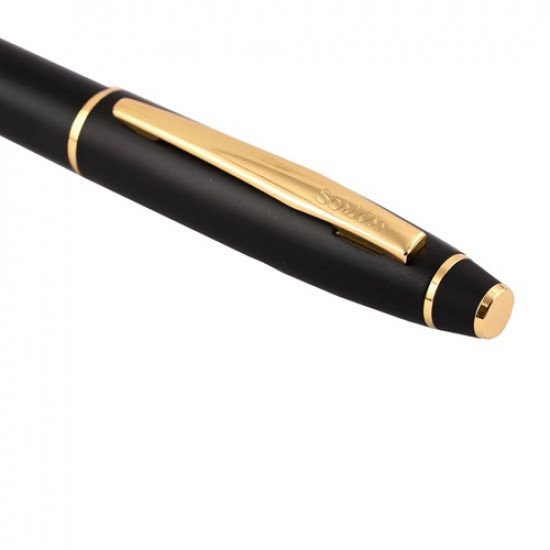 Ballpoint Pen SCRIKSS 35 NOBLE Matt Black Chrome With Cover Blue Ink Ballpoint Pen SCRIKSS 35 NOBLE Matt Black Chrome With Cover Blue Ink