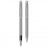 Set Pen Fountain and Ballpoint SCRIKSS Venus 722 Silver Wavy Chrome Blue Ink