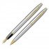 Set Pen Fountain and Ballpoint SCRIKSS ‎Noble 35 Silver and Gold Accessories Chrome Blue Ink