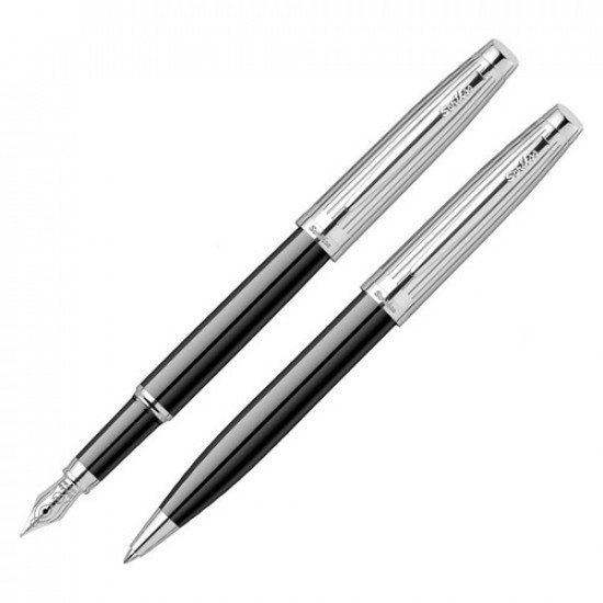 Set Pen Fountain and Ballpoint SCRIKSS Oscar 39 Black and Silver Chrome Blue Ink Set Pen Fountain and Ballpoint SCRIKSS Oscar 39 Black and Silver Chrome Blue Ink